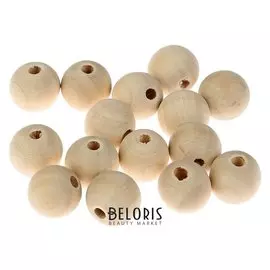 Бусины деревянные D=15 мм (Набор 15 шт) без покрытия