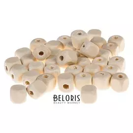 Бусины деревянные кубики 10х10 мм (Набор 40 шт) без покрытия