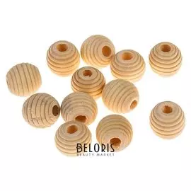 Бусины деревянные улей 12х13 мм (Набор 12 шт) без покрытия
