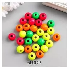 Бусины для творчества дерево "Шарики цветные неон" набор 30 шт D=1,4 см