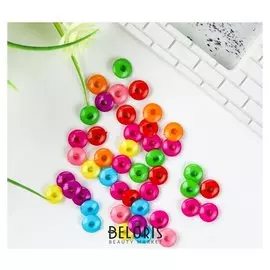 Бусины для творчества пластик "Колечки" цветные набор 100 шт 1,2х1,2 см