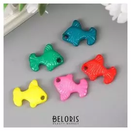 Бусины для творчества "Рыбки", 21х17 мм, 15 грамм, 5 цветов