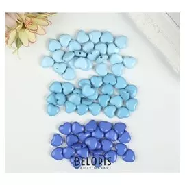 Бусины для творчества "Сердце", 10 мм, 30 грамм, бирюзовые, светло-голубые, синие