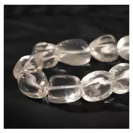 Бусины на нити галтовка средняя обработанная "горный хрусталь, (31 бусина)