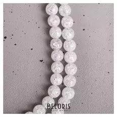 Бусины на нити шар №10 "Кварц сахарный" (± 40 бусин), цвет белый