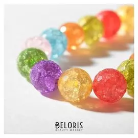 Бусины на нити шар №14 гранёный "Кварц сахарный", разноцветные, 38см