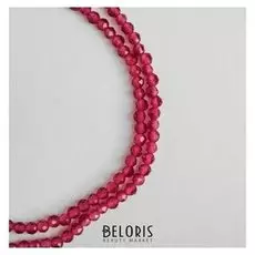 Бусины на нити шар №2 гранёный "Шпинель", цвет бордовый, 35см