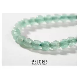 Бусины на нити шар №4 гранёный "Агат", цвет светло-зелёный, 38см