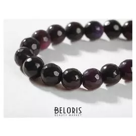 Бусины на нити шар №6 гранёный "Агат чёрно-фиолетовый", 38см