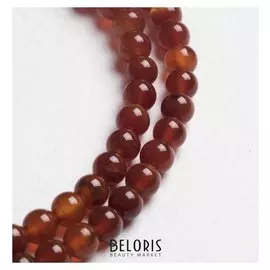 Бусины на нити шар №6 "Сердолик" тёмный (64 бусины)