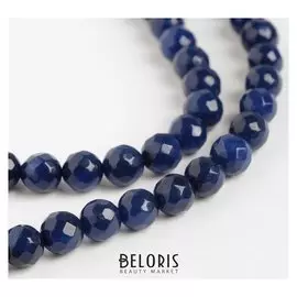 Бусины на нити шар №8 гранёный "Агат синий" (47 бусин, ±37см)
