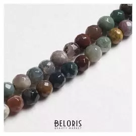 Бусины на нити шар №8 гранёный "Яшма" (51 бусина)