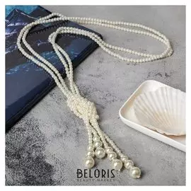 Бусы 2 нити "Зима" узел, D=0,6, D=1,4, цвет молочный, 80см