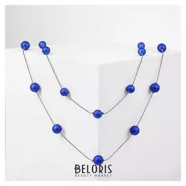 Бусы 2 яруса "Молодость" шары, цвет ярко-синий в сером, L=90, бусины №10, №14