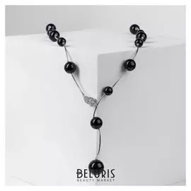 Бусы "Флёр" шарики, цвет чёрный в серебре, длина регулируемая, №12, бусины №16, №20
