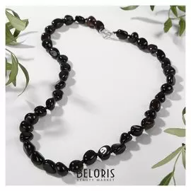 Бусы "Раухтопаз" галтовка мелкая обработанная через узел, 50см