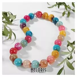 Бусы шар №16 через узел "Агат", разноцветный, 50см