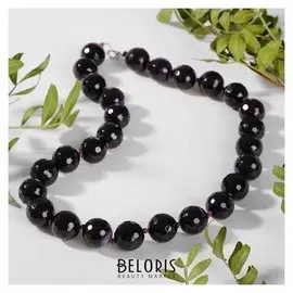 Бусы шар №16 гранёный через узел "Агат фиолетовый", 50см