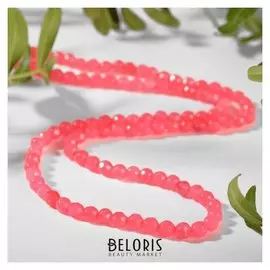 Бусы шар №4 гранёный "Агат", цвет ярко-розовый, 48см