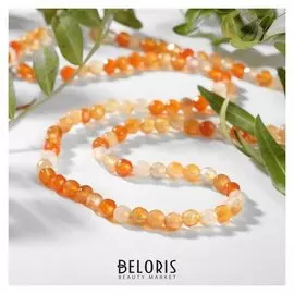 Бусы шар №4 гранёный "Агат оранжевый", 48см