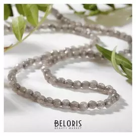 Бусы шар №4 гранёный "Агат серый", 48см