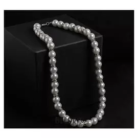 Бусы жемчуг "Невеста" бусины D=1, цвет белый со стразами, 40 см