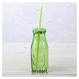 Бутыль 300 мл "Горох", с крышкой и трубочкой