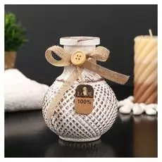 Бутылка для аромамасел/декора стекло "100% любви" белый матовый 200 мл 11,8х7,5х7,5 см