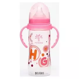 Бутылочка для кормления с ручками, 300 мл, от 6 мес., цвет розовый