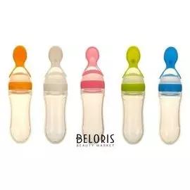 Бутылочка для кормления силиконовая с ложкой «Наш малыш», 90 мл, от 4 мес.