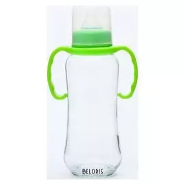 Бутылочка для кормления, стекло, 250 мл., с ручками