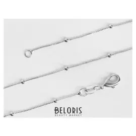 Цепь "Эйфория" мелкие бусины на нити, венецианское плетение, цвет серебро, ширина 2 мм, L=46