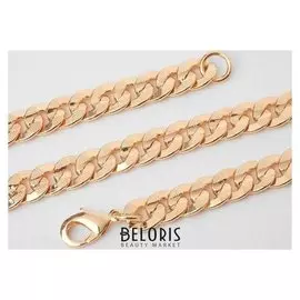 Цепь "Панцирное плетение" плоское с рисунком, каплевидный карабин с круглой петлёй, цвет золото, ширина 8 мм, L=60 см