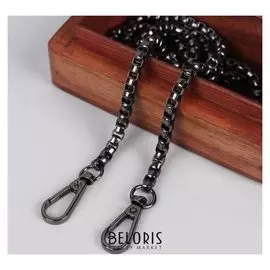 Цепочка для сумки «Шопард», с карабинами, 5 × 6 мм, 120 см, цвет чёрный никель