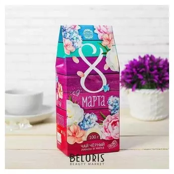 Чай чёрный «8 марта»: с ароматом лимона и мяты, 100 г