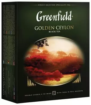Чай Greenfield (Гринфилд) "Golden Ceylon", черный, 100 пакетиков в конвертах по 2 г, 0581