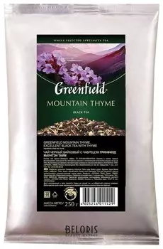 Чай Greenfield (Гринфилд) "Mountain Thyme", черный с чабрецом, листовой, 250 г, пакет, 1142-15