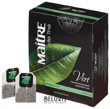 Чай Maitre (Мэтр) "Классический", зеленый, 100 пакетиков по 2 г, бак285р