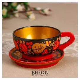 Чайная пара, 100 мл, D блюдца 11 см, хохлома