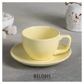 Чайная пара «Амелия»: чашка 200 мл, блюдце 14,2 см, цвет жёлтый