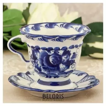 Чайная пара «Верёвочка», 250 мл, гжель