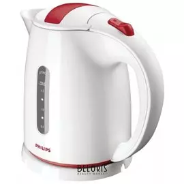 Чайник PHILIPS HD4646/40, 1,5 л, 2400 Вт, закрытый нагревательный элемент, пластик, белый с красным