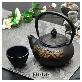 Чайник с ситом 500 мл "Циру. золото", цвет черный
