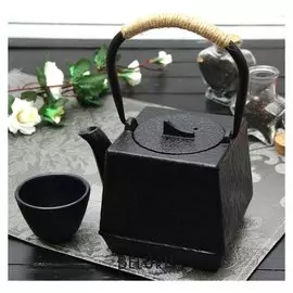 Чайник с ситом 700 мл "Бокей. этно" с эмалированным покрытием, цвет черный