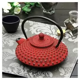 Чайник с ситом 800 мл "Марокко", цвет красный, с эмалированным покрытием внутри