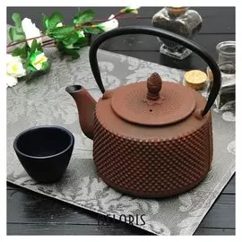 Чайник с ситом 800 мл "Земляничная поляна", цвет коричневый