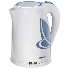 Чайник Sonnen Kt-1767, 1,8 л, 2200 Вт, закрытый нагревательный элемент, пластик, белый/синий, 453416