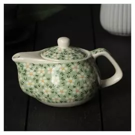 Чайник заварочный 200 мл "Весеннее цветение", с металлическим ситом, цвет зеленый