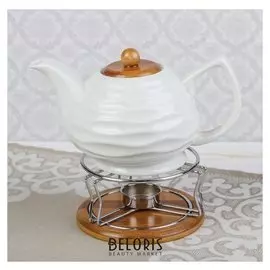 Чайник заварочный «Эстет», с подогревом, на деревянной подставке, 900 мл