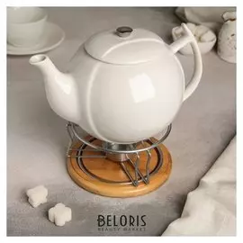 Чайник заварочный «Эстет», с подогревом, на деревянной подставке, 1,2 л